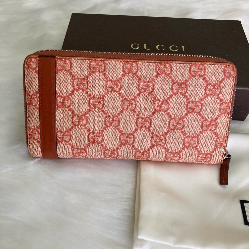 Authentic Gucci Reddish-Orange Zip Around Wallet - image 4